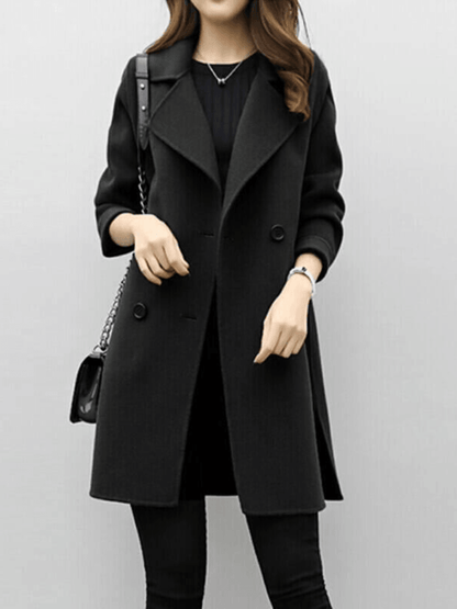 Ainsley | Wool Double-Breasted Longline Trench Coat