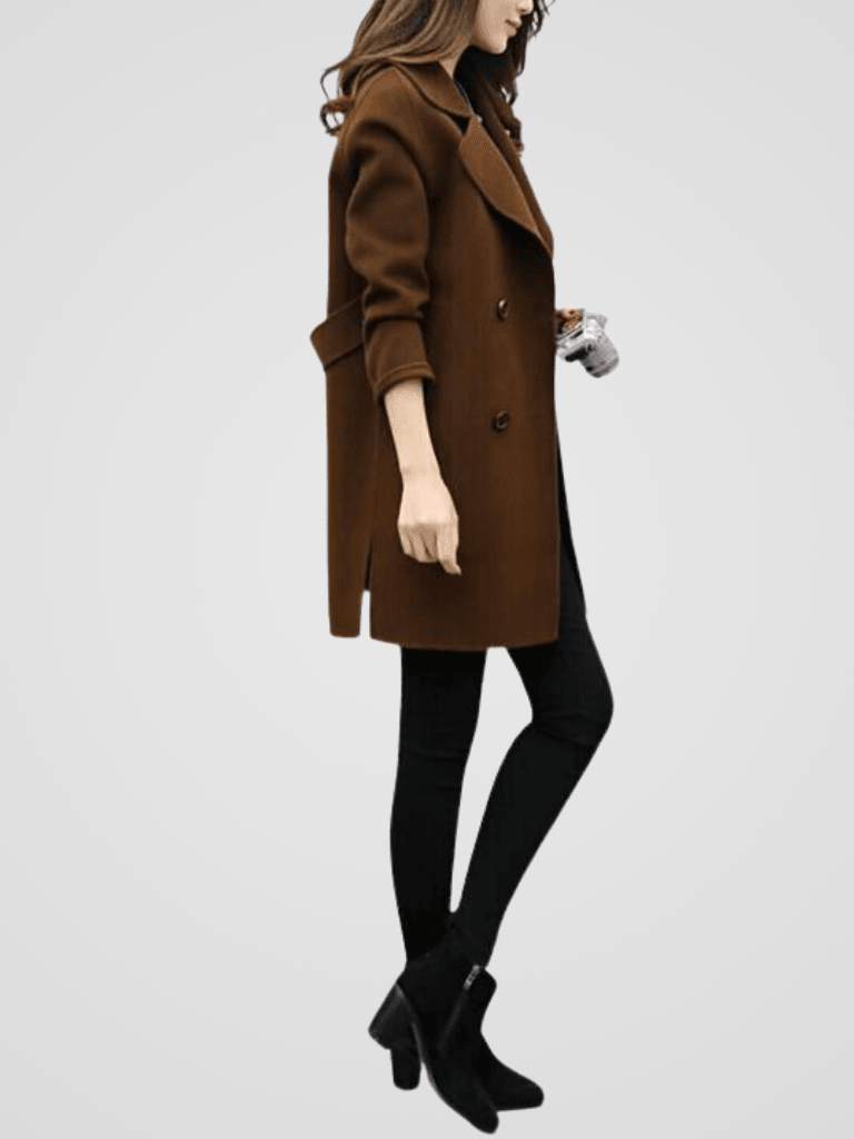 Ainsley | Wool Double-Breasted Longline Trench Coat