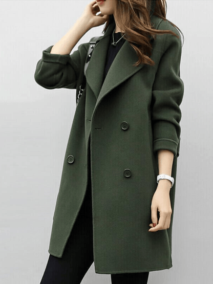 Ainsley | Wool Double-Breasted Longline Trench Coat
