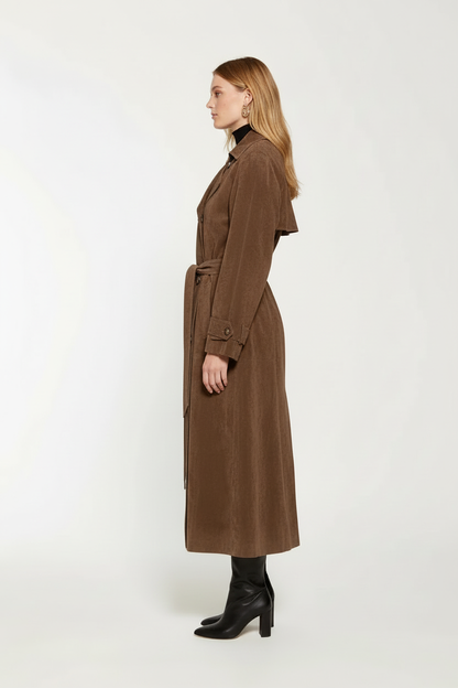 Eleanor | Brown Suede Belted Trench Coat