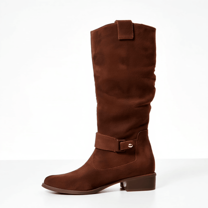 Aldridge | Suede Buckle Knee-High Riding Boots