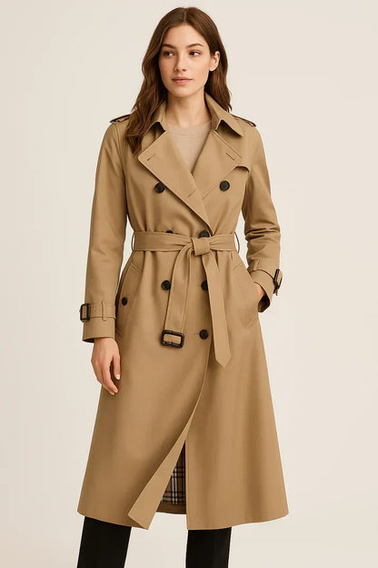 Marisol | Classic Double-Breasted Belted Long Trench Coat