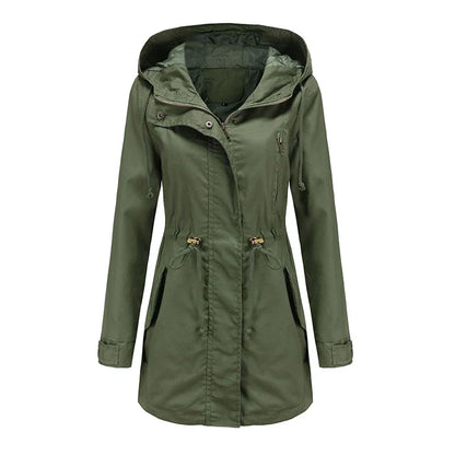 Philippa | Hooded Cotton Trench Coat with Drawstring Waist