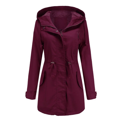 Philippa | Hooded Cotton Trench Coat with Drawstring Waist