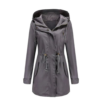 Philippa | Hooded Cotton Trench Coat with Drawstring Waist