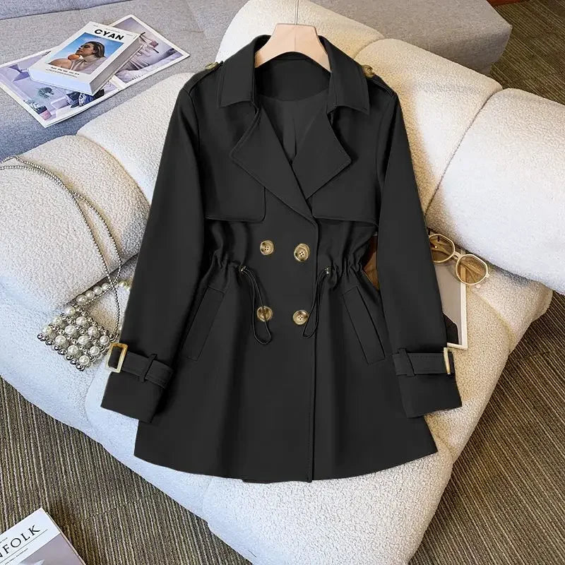 Honora | Double-Breasted Cinched Waist Trench Coat