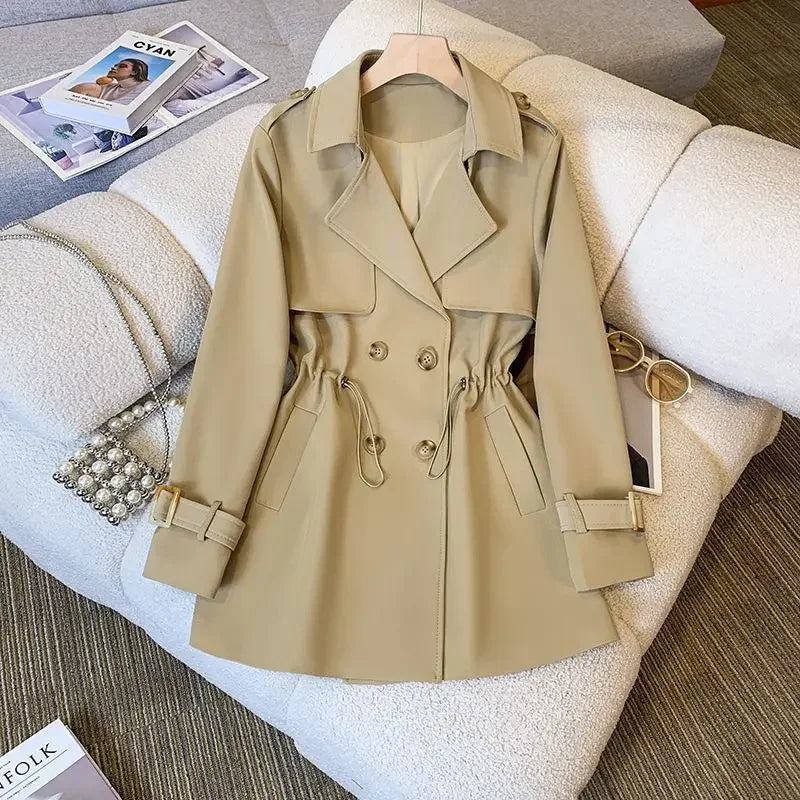 Honora | Double-Breasted Cinched Waist Trench Coat