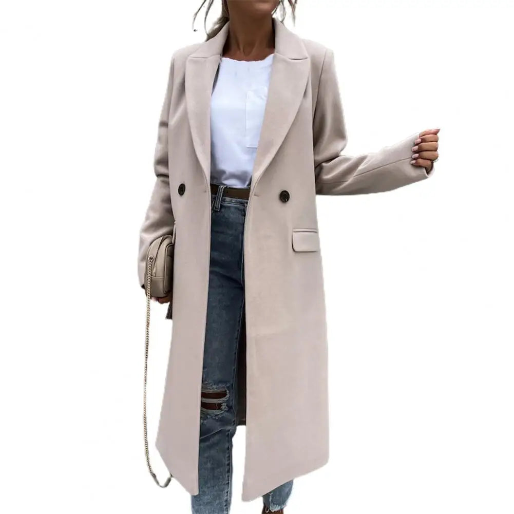 Isolde | Double-Breasted Wool Blend Long Winter Coat