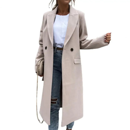 Isolde | Double-Breasted Wool Blend Long Winter Coat