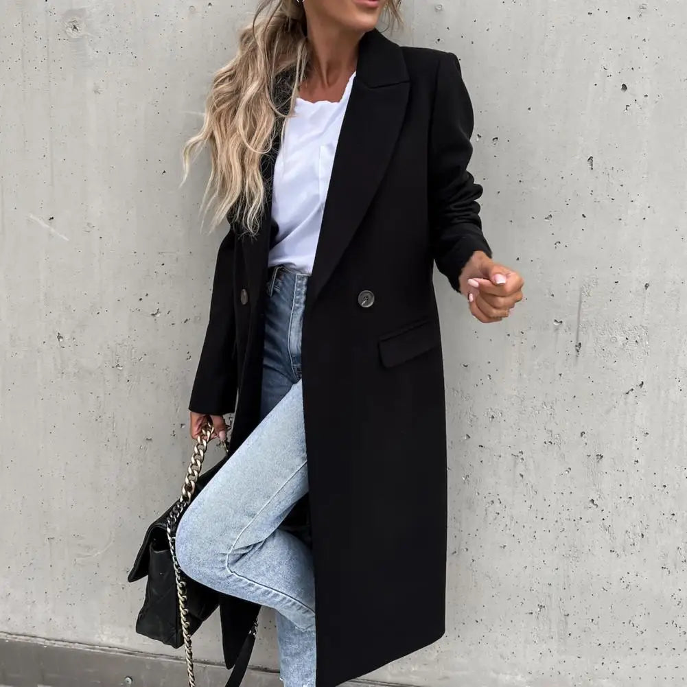Isolde | Double-Breasted Wool Blend Long Winter Coat