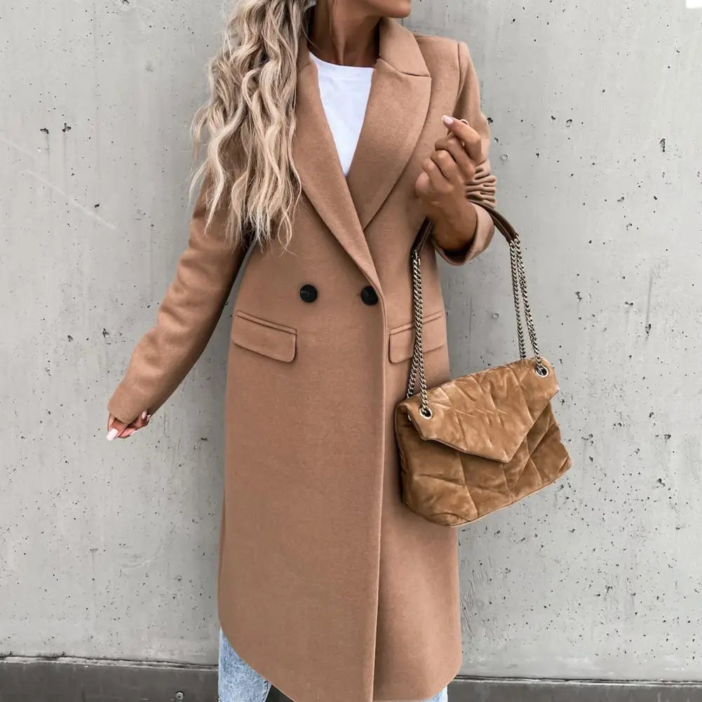 Isolde | Double-Breasted Wool Blend Long Winter Coat