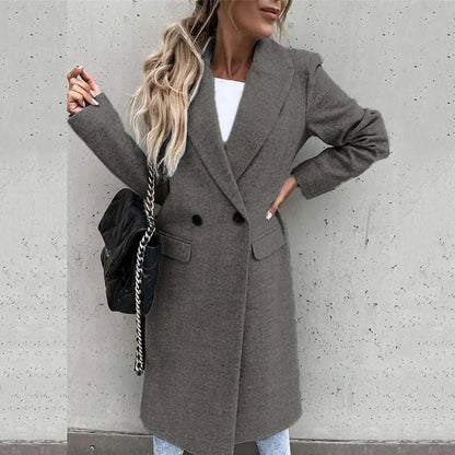 Isolde | Double-Breasted Wool Blend Long Winter Coat