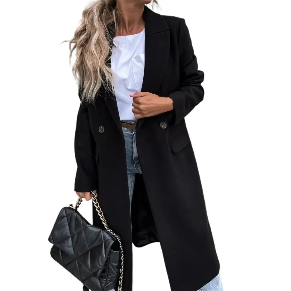 Isolde | Double-Breasted Wool Blend Long Winter Coat