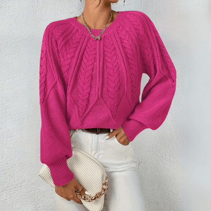 Bonita | Cable Knit Puff Sleeve Jumper with Round Neck