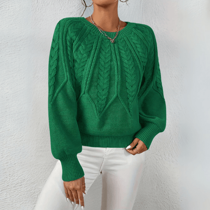 Bonita | Cable Knit Puff Sleeve Jumper with Round Neck