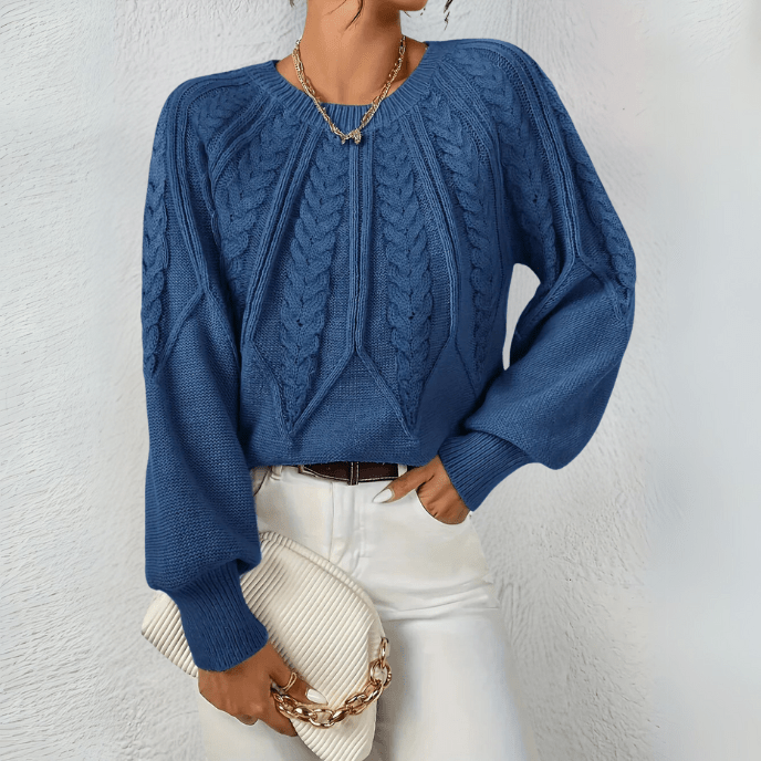 Bonita | Cable Knit Puff Sleeve Jumper with Round Neck