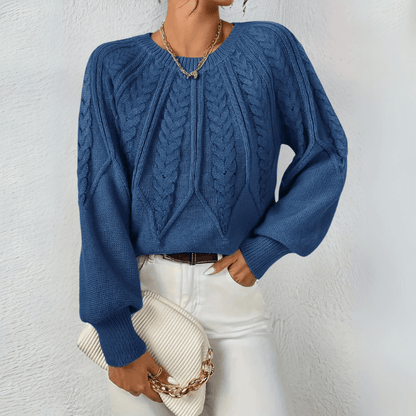 Bonita | Cable Knit Puff Sleeve Jumper with Round Neck