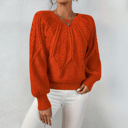 Bonita | Cable Knit Puff Sleeve Jumper with Round Neck