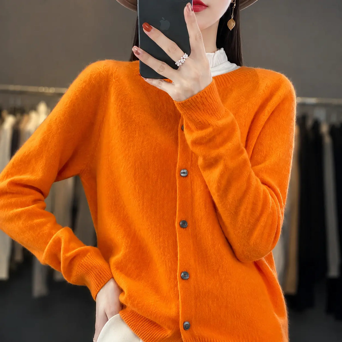 Vera | Round Neck Fine Knit Button Cardigan