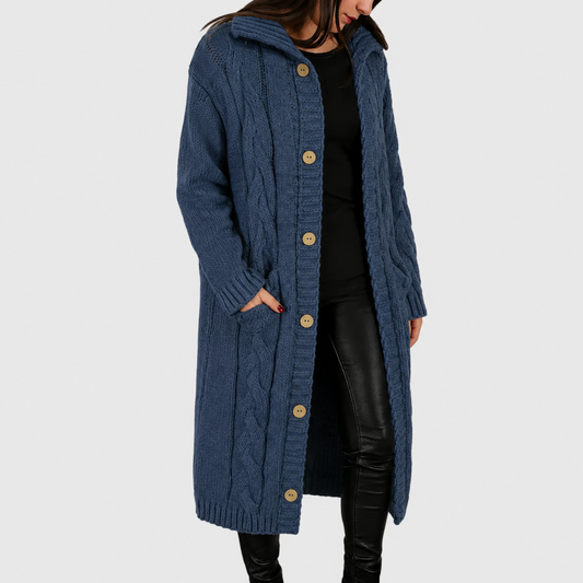 Cara | Hooded Cable Knit Cardigan