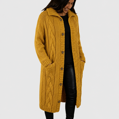Cara | Hooded Cable Knit Cardigan