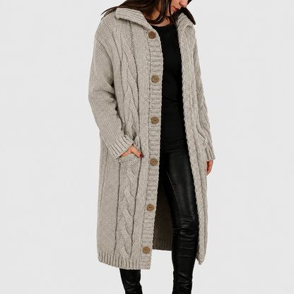 Cara | Hooded Cable Knit Cardigan