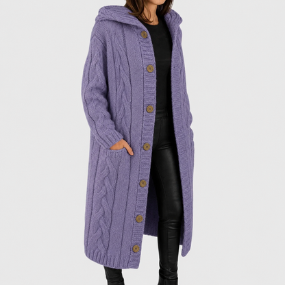 Cara | Hooded Cable Knit Cardigan