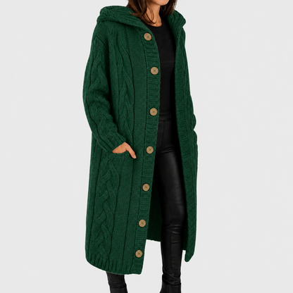 Cara | Hooded Cable Knit Cardigan