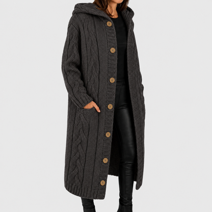 Cara | Hooded Cable Knit Cardigan