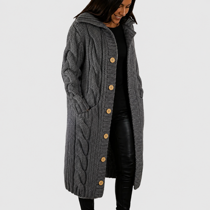 Cara | Hooded Cable Knit Cardigan