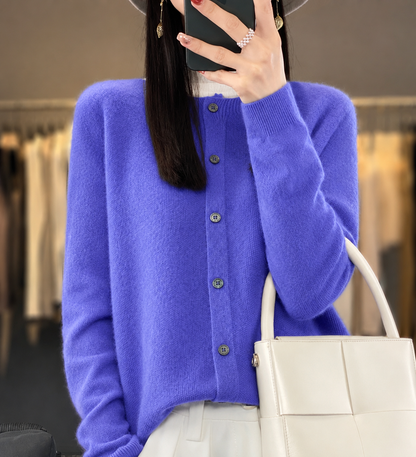 Vera | Round Neck Fine Knit Button Cardigan