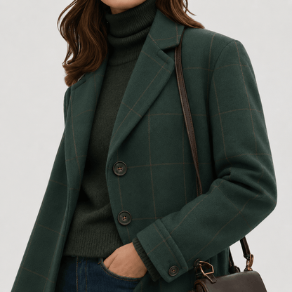Harrison | Windowpane Check Single-Breasted Longline Coat