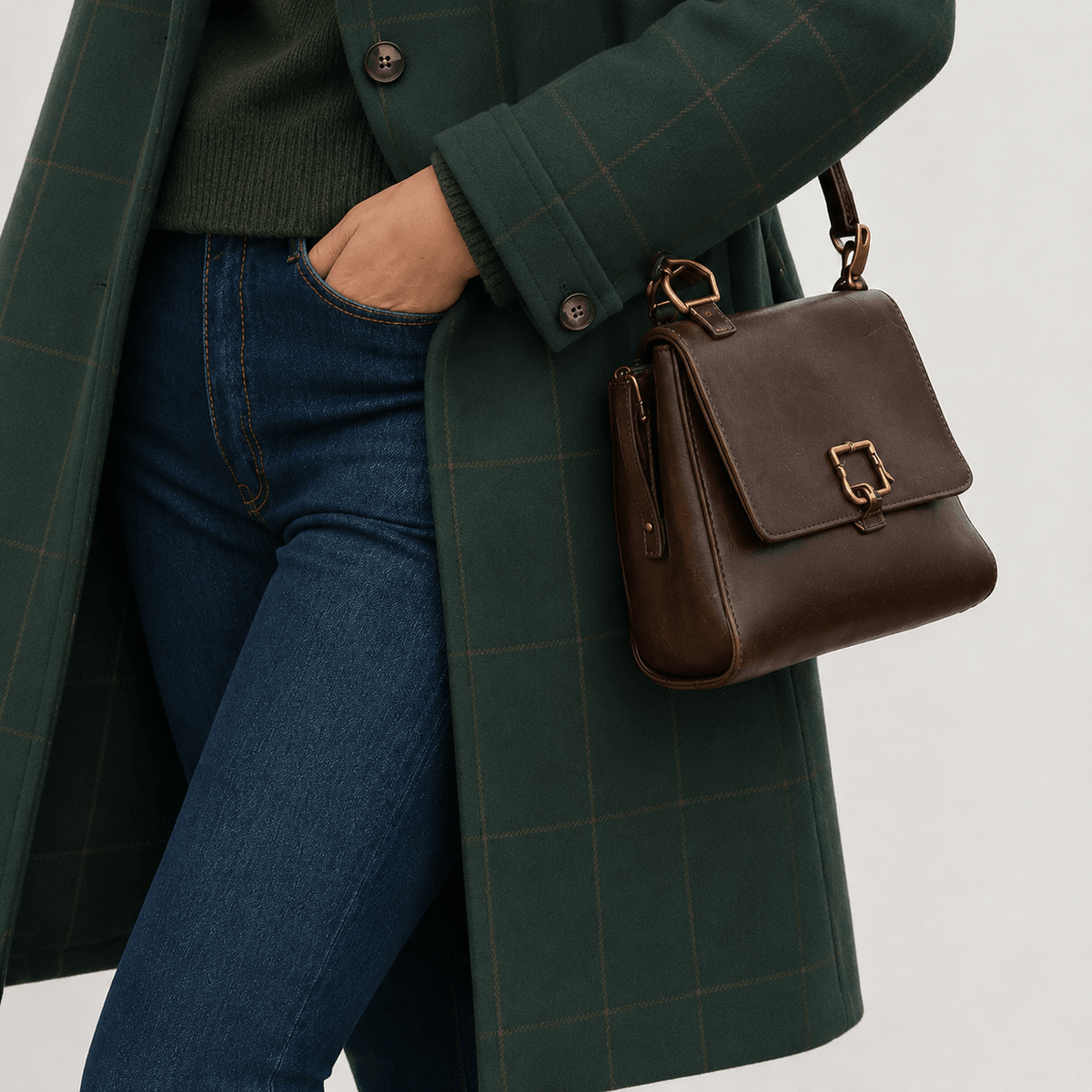 Harrison | Windowpane Check Single-Breasted Longline Coat