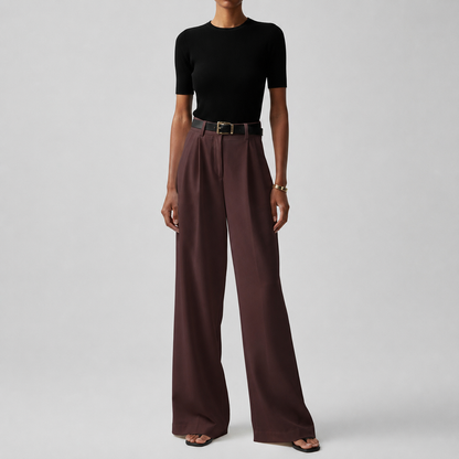 Jessie | High Waisted Pleated Front Wide Leg Trousers