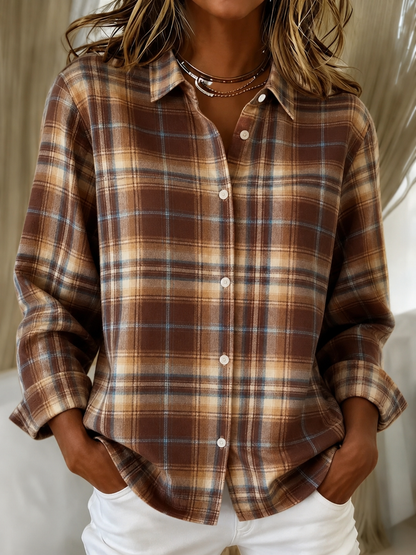 Ottoline | Check Knit Cardigan with Shirt Collar