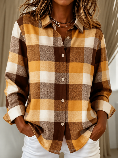 Ottoline | Check Knit Cardigan with Shirt Collar