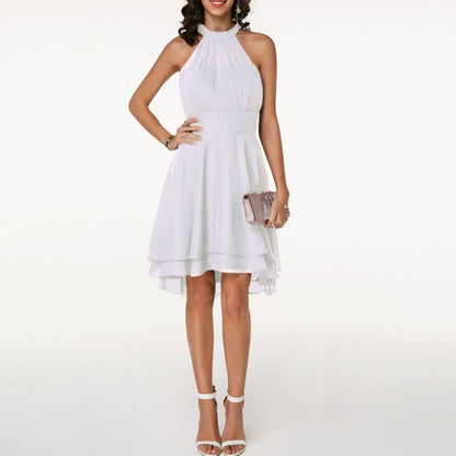 Violetta | Halter Neck Layered Chiffon Midi Dress