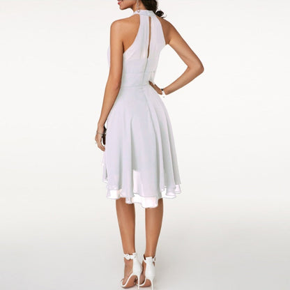 Violetta | Halter Neck Layered Chiffon Midi Dress