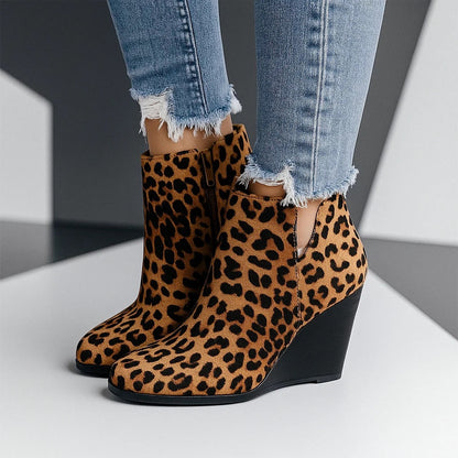 Beatrice | Chic Suede Wedge Ankle Boots with Side Cut-Out