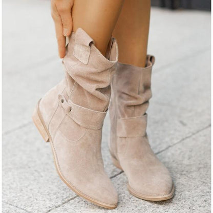 Freya | Suede Slouch Low Block Heel Orthopedic Boots