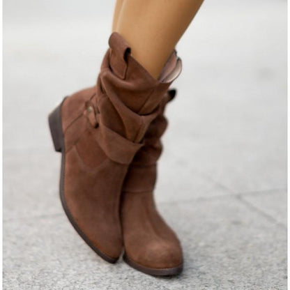 Freya | Suede Slouch Low Block Heel Orthopedic Boots