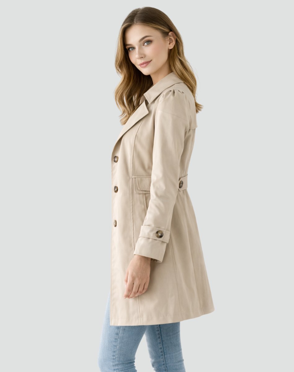 Beatrice | Classic Double-Breasted Trench Coat with Buttoned Cuffs