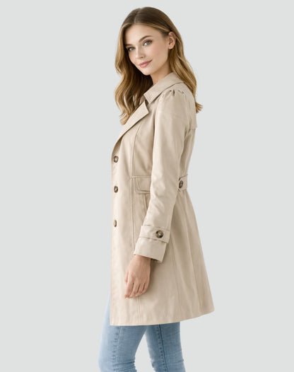 Beatrice | Classic Double-Breasted Trench Coat with Buttoned Cuffs
