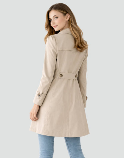 Beatrice | Classic Double-Breasted Trench Coat with Buttoned Cuffs