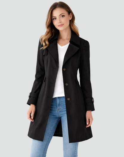 Beatrice | Classic Double-Breasted Trench Coat with Buttoned Cuffs