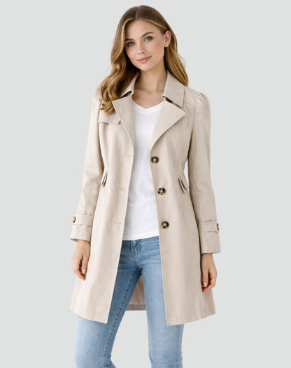 Beatrice | Classic Double-Breasted Trench Coat with Buttoned Cuffs