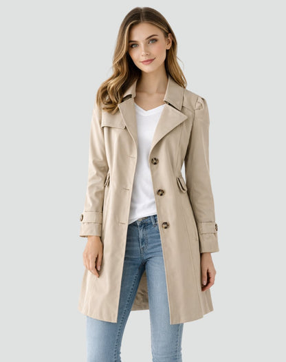 Beatrice | Classic Double-Breasted Trench Coat with Buttoned Cuffs