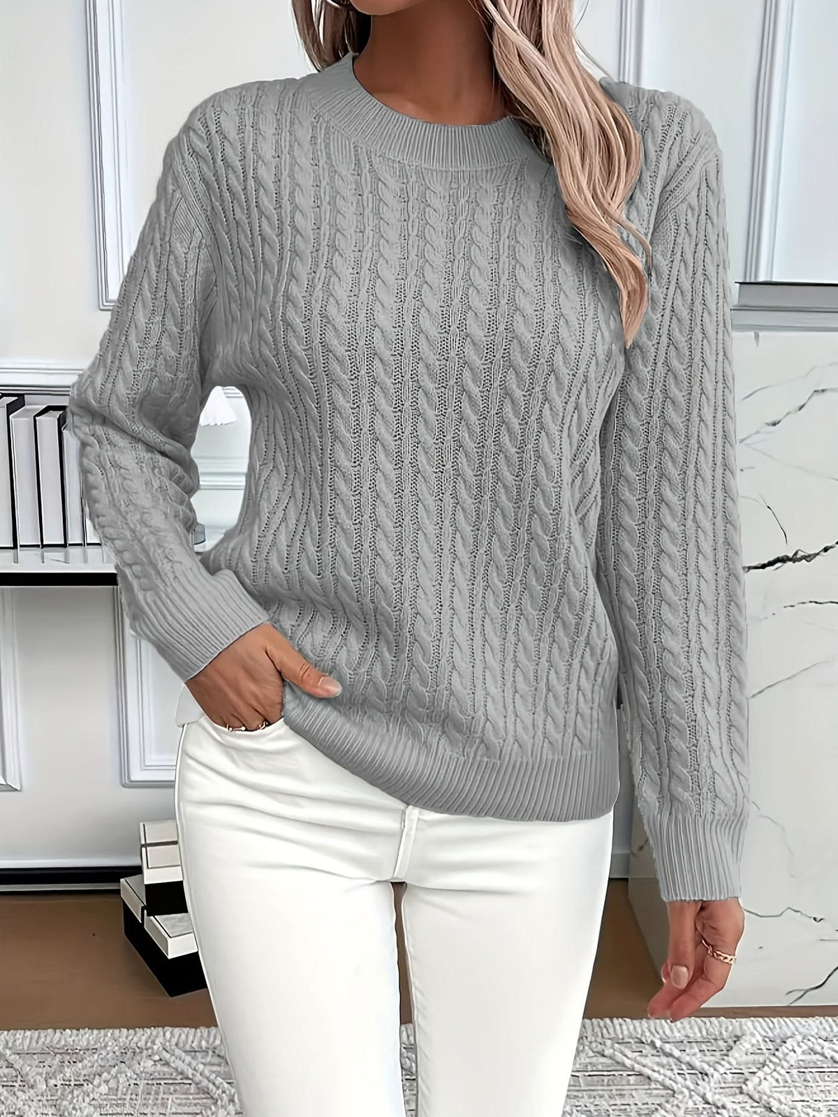 Ailsa | Cable Knit Crew Neck Jumper