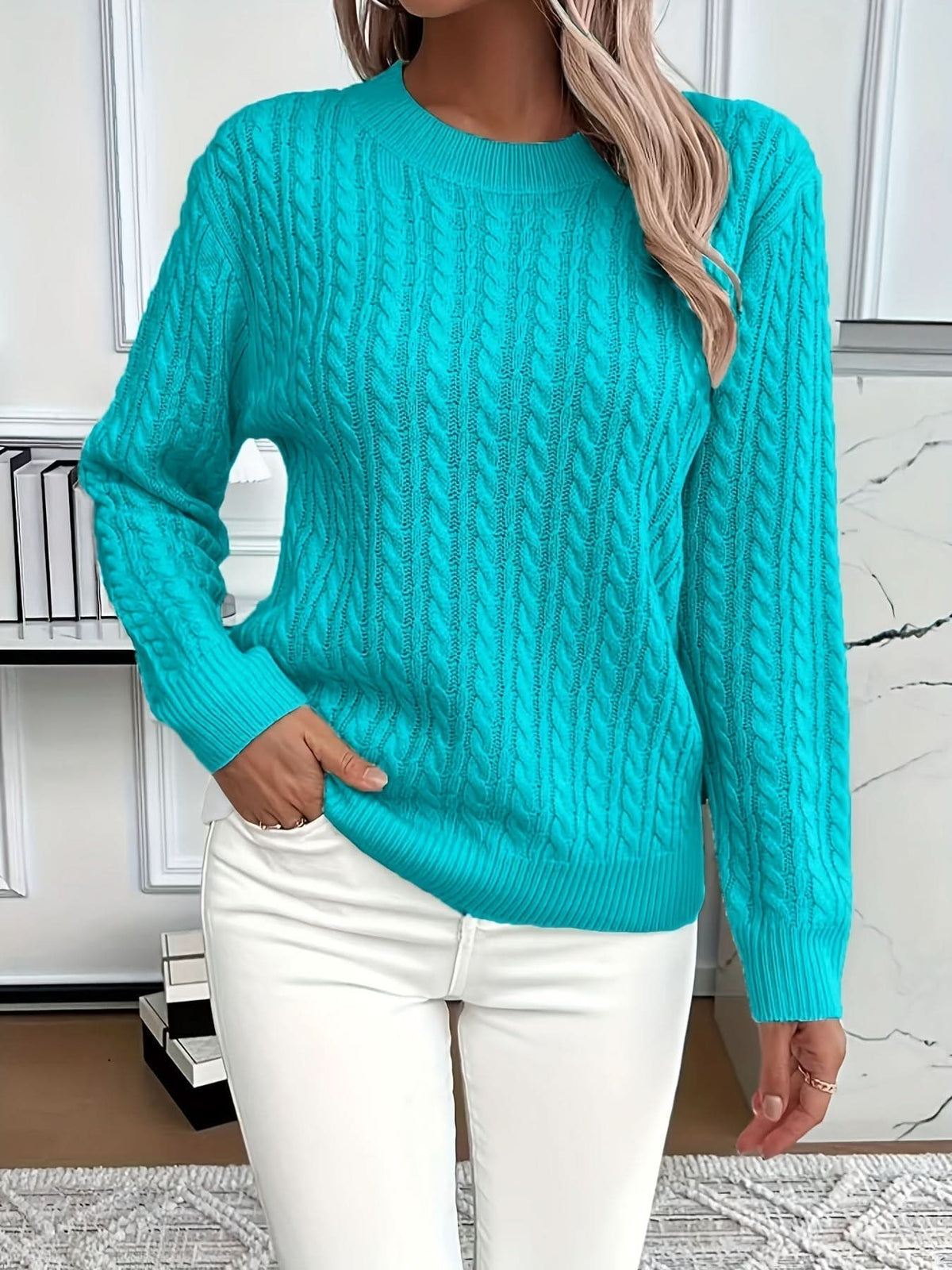 Ailsa | Cable Knit Crew Neck Jumper