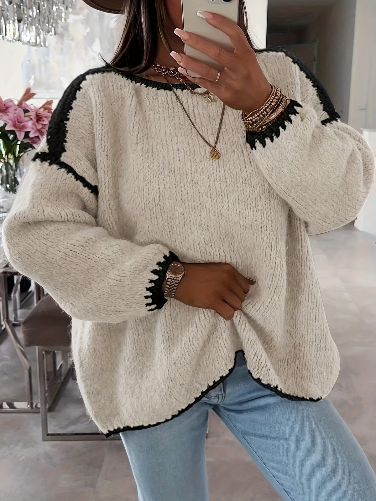 Minna | Oversized Chunky Knit Boat Neck Jumper